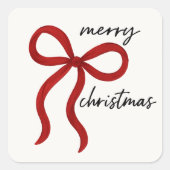 Sticker Carré Minimalist Red Ribbon Bow Merry Christmas  (Devant)