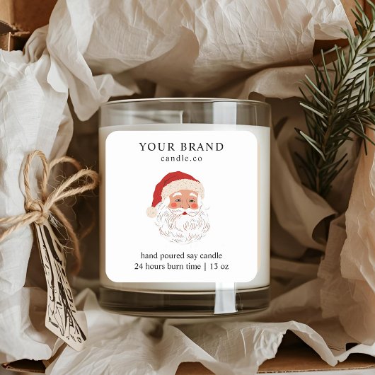 Sticker Carré Minimalist Santa Christmas Candle