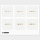 Sticker Carré Minimalist typography with gold word breathe (Feuille)