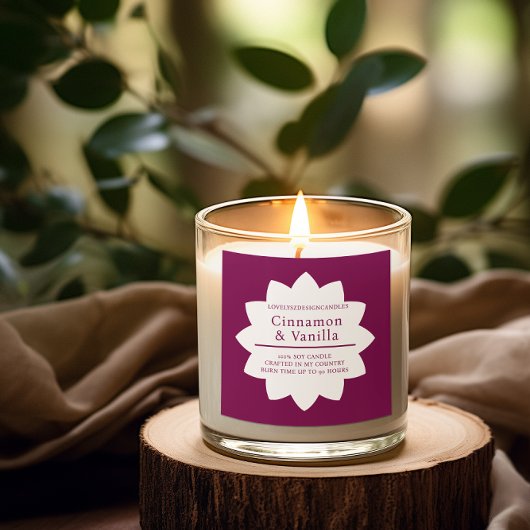 Sticker Carré Minimalist Wine Red Candle Product Label