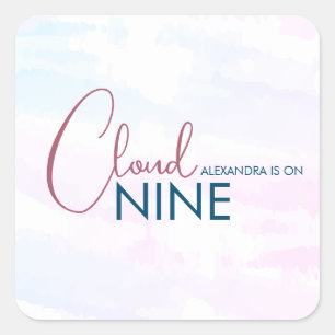 Sticker Carré Minimaliste Cloud Nine Soft Blue Baby Shower