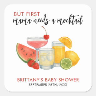 Sticker Carré Minimaliste d'été du Baby shower de cocktails Mock