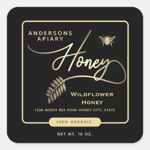 Sticker Carré Minimaliste moderne pot de miel d'abeille
