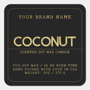 Sticker Carré minimaliste noir moderne élégant produit chandelle