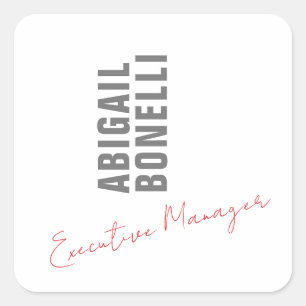 Sticker Carré Minimaliste professionnel moderne gras gris blanc