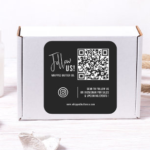 Sticker Carré Minimaliste QR Code Instagram Black Suivez-nous!