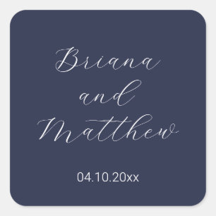 Sticker Carré Minimaliste Script Bleu Marine