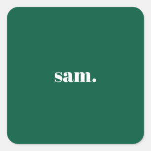 Sticker Carré Minimaliste texte personnalisé gras vert