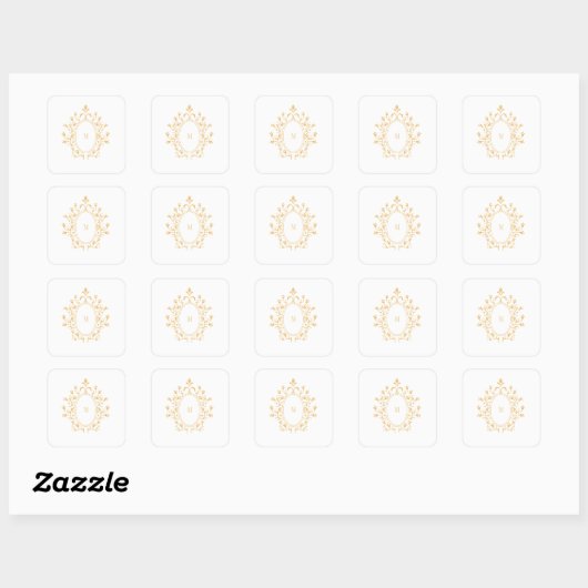 Sticker Carré Minimmal Gold Monogram (Feuille)