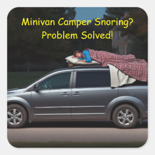 Sticker Carré Minivan Camper Snoring ? Problème résolu