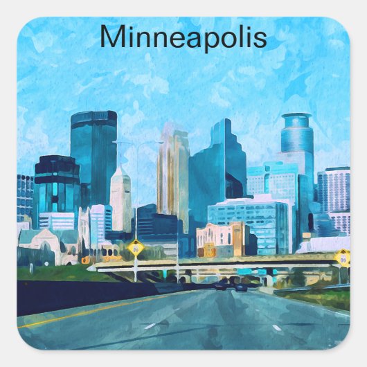 Sticker Carré Minneapolis Minnesota Travel Skyline (Devant)