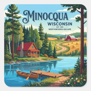 Sticker Carré Minocqua Wisconsin