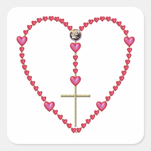 Sticker Carré Minuscule coeur Rosaire (Devant)