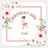 Sticker Carré Minuscule danseur|Ballet Floral Rose (Devant)