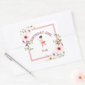 Sticker Carré Minuscule danseur|Ballet Floral Rose (Enveloppe)