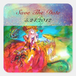 Sticker Carré MIRANDOLINA, rose, jaune fuchsia