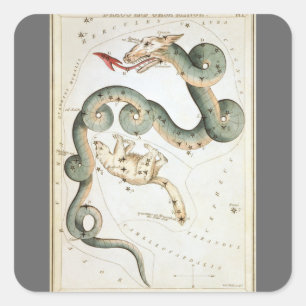 Sticker Carré Miroir d'Urania, Carte céleste d'astronomie vintag