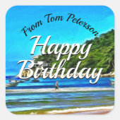 Sticker Carré Mismaloya Bateaux de pêche Anniversaire 0346 (Devant)