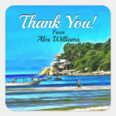 Sticker Carré Mismaloya Bateaux de pêche Merci 0346 (Devant)