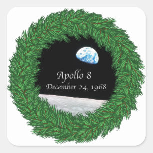 Sticker Carré Mission Apollo 8 Christmas Eve Moon