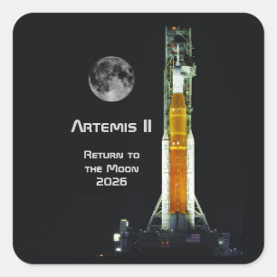 Sticker Carré Mission Artemis II sur la Lune