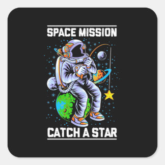 Sticker Carré Mission spatiale astronaute Attraper une étoile