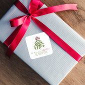 Sticker Carré Mistletoe botanique de Noël Elégante verdure