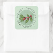 Sticker Carré Mistletoe vert clair Joyeux Noël (Sac)