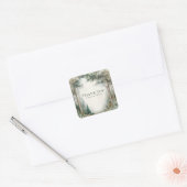 Sticker Carré Misty Forest Eucalyptus Gold Sparkle Rustic (Enveloppe)