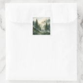 Sticker Carré Misty morning in pine forest aesthetic (Sac)