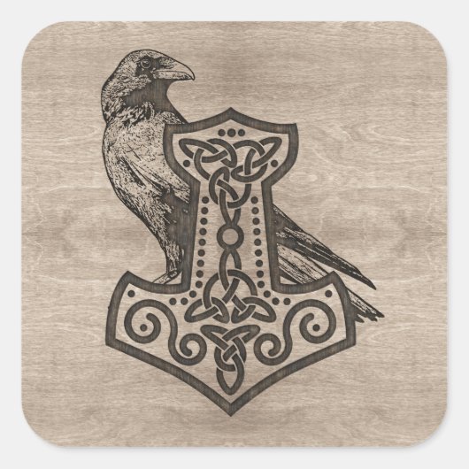 Sticker Carré Mjolnir - le marteau de Thor (Devant)