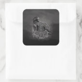 Sticker Carré Mjolnir - Le marteau de Thor et corbeau (Sac)