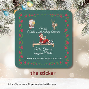 Sticker Carré Mme Claus aime le Pilates nom