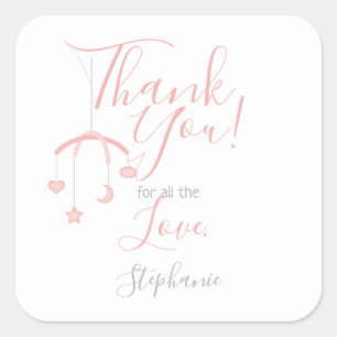 Sticker Carré Mobile rose de bébé de Merci