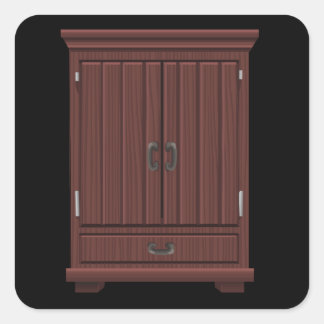 Sticker Carré Mobilier rayé haut cabinet acajou bois haute ca