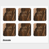 Sticker Carré Mocha Brown Gold Agate Script Wedding (Feuille)