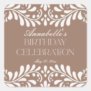 Sticker Carré Mocha Brown Talavera Espagne Fiesta Anniversaire F