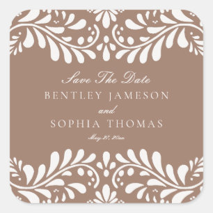 Sticker Carré Mocha Brown Talavera Fiesta Enregistrer l'envelopp