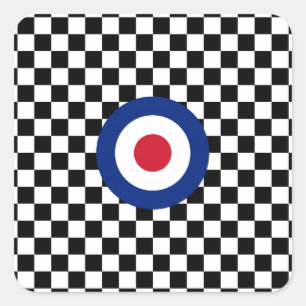 Sticker Carré Mod de emballage noir Checkered de cible