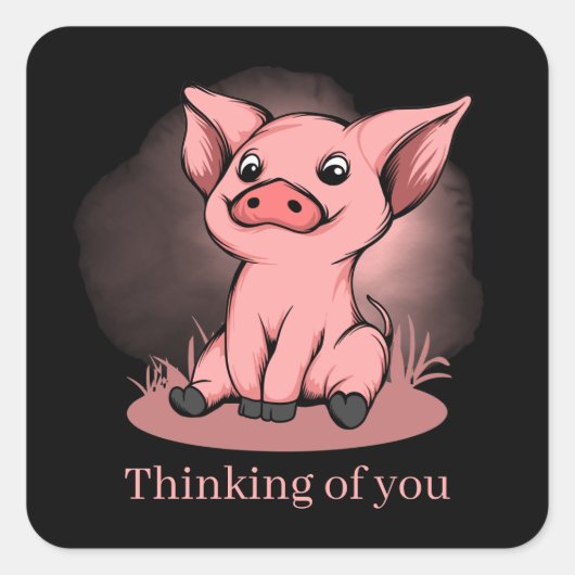 Sticker Carré mode de pensée mignon vous aimez le cochon ajouter (Devant)