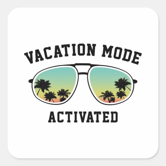 Sticker Carré Mode de vacances activé (Devant)
