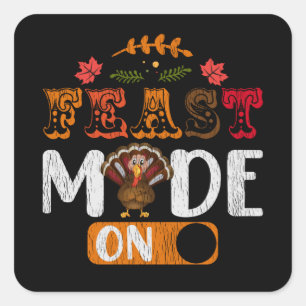 Sticker Carré Mode Fête Activé Toggle Drôle de Thanksgiving