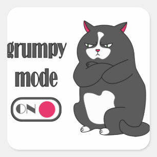 Sticker Carré Mode grumeux sur drôle de gros chat