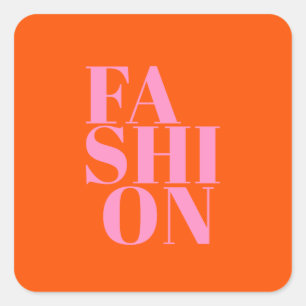 Sticker Carré Mode Impression Orange Et Rose Preppy Décor Modern