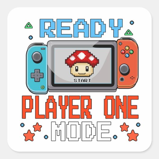 Sticker Carré Mode Ready Player One – Conception rétro de joueur (Devant)