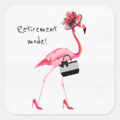 Sticker Carré Mode retraite ! Flamant rose rose chic (Devant)