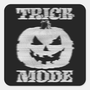 Sticker Carré Mode Trick Citrouille Glitchy