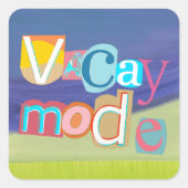 Sticker Carré Mode Vacances Rétro Style Plage (Devant)