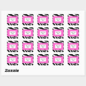 Sticker Carré Modèle blanc rose de zèbre (Feuille)