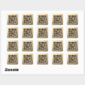 Sticker Carré Modèle de code QR immédiatement modifiable | Or Fa (Feuille)